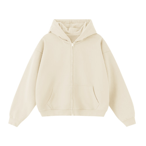 Unisex Heavyweight Cropped Double-Zip Hoodie (460GSM)