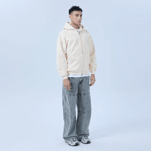 Unisex Heavyweight Cropped Double-Zip Hoodie (460GSM)